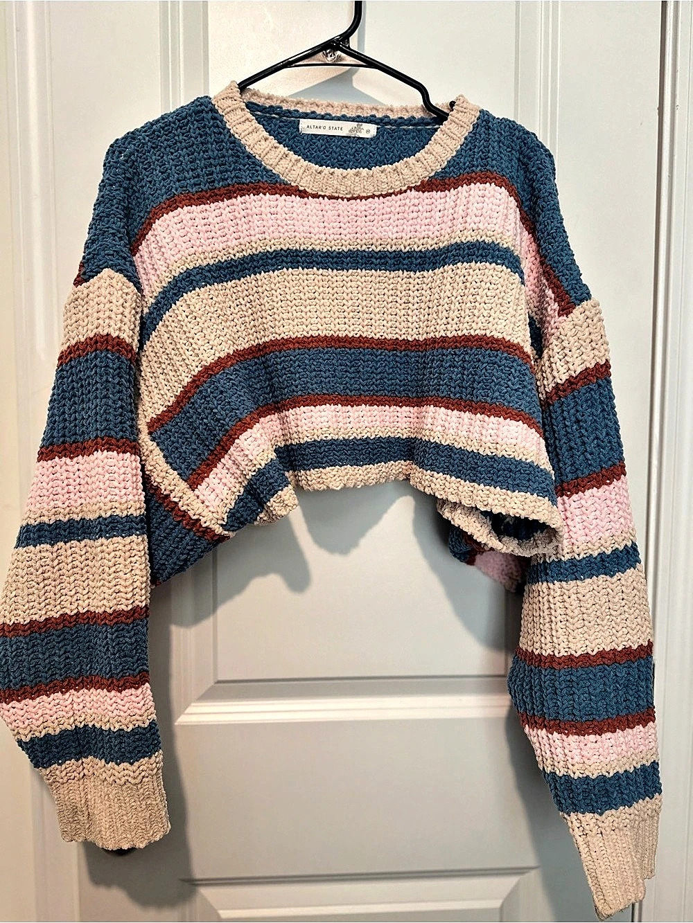 Altar'd State Striped Sweater in Blue & Pink Size Medium